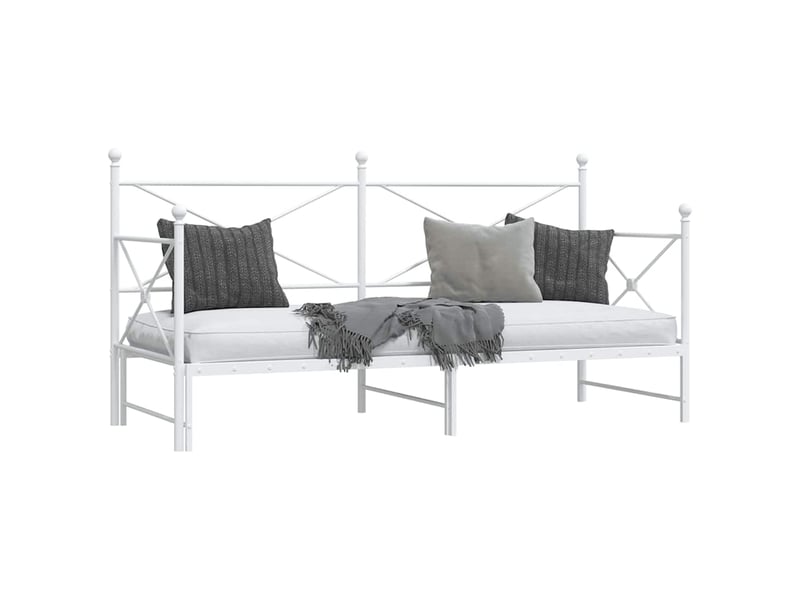 Lit simple- lit adulte - lit de jour avec lit gigogne sans matelas blanc 80x200 cm acier - Conforama D