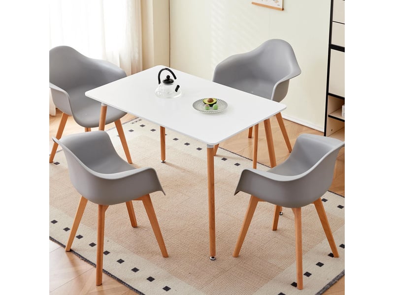 Lot de 4 chaises de salle à manger -pieds en hêtre - chaises de salle à manger scandinaves - gris - Conforama B