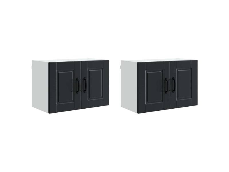  Meuble mural de cuisine | armoire de cuisine 2 pcs noir bois d'ingénierie shl4553  - Conforama A