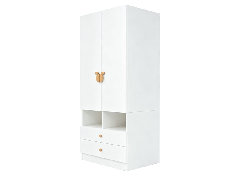  Armoire de chambre - armoire simple, 70 × 50 × 170 cm, avec deux tiroirs, avec rangement, 70 x 50 x 170 cm, blanc  - Conforama W