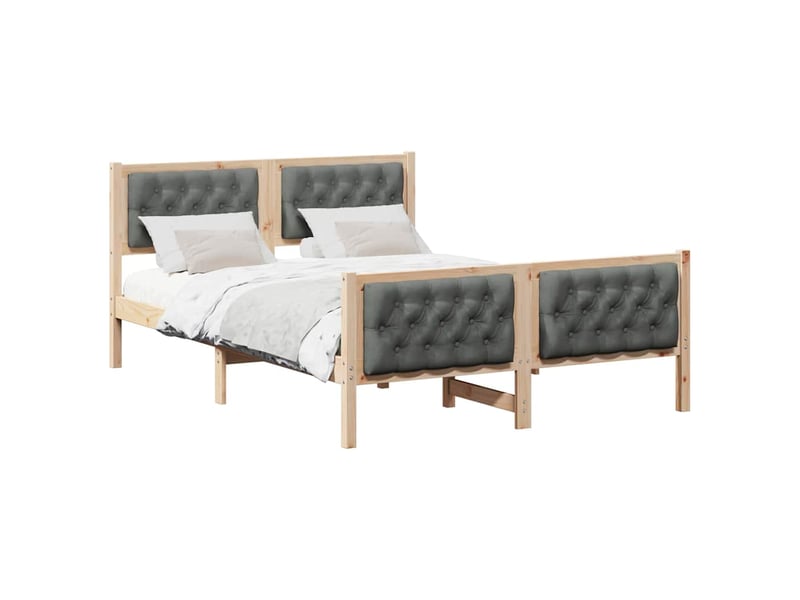  Lit double- lit adulte -  cadre de lit gris foncé 150 x 200 cm pin massif  - Conforama B