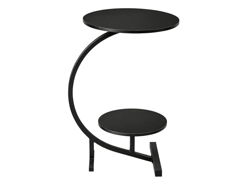  Table d'appoint ronde noire, bout de canapé à 2 niveaux, structure en métal et plateau mdf, h66 cm  - Conforama A