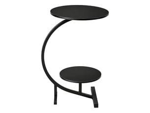 Table d'appoint ronde noire, bout de canapé à 2 niveaux, structure en métal et plateau mdf, h66 cm