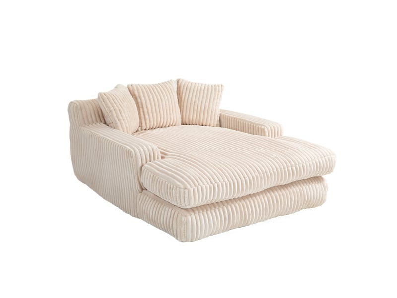 Canapé droit,canapé simple confortable en velours côtelé avec 3 oreillers moelleux,125x155x63,beige canapé beige - Conforama A