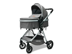 Poussette combinée 2 en 1 80 x 62 x 106 cm gris antique, tissu et mesh, pliage rapide, naissance à 36 mois