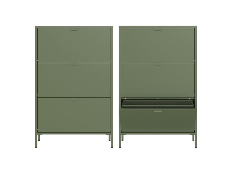 Meuble à chaussures 3 portes en métal vert kaki marion  - Conforama B