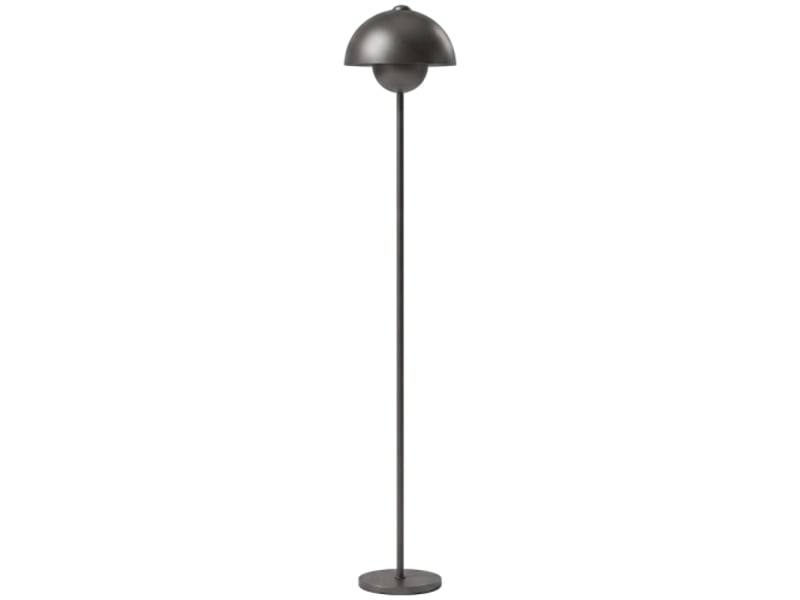 Lampadaire élégant en métal gris, abat-jour rond, interrupteur au pied, long câble, pour salon et chambre  - Conforama A