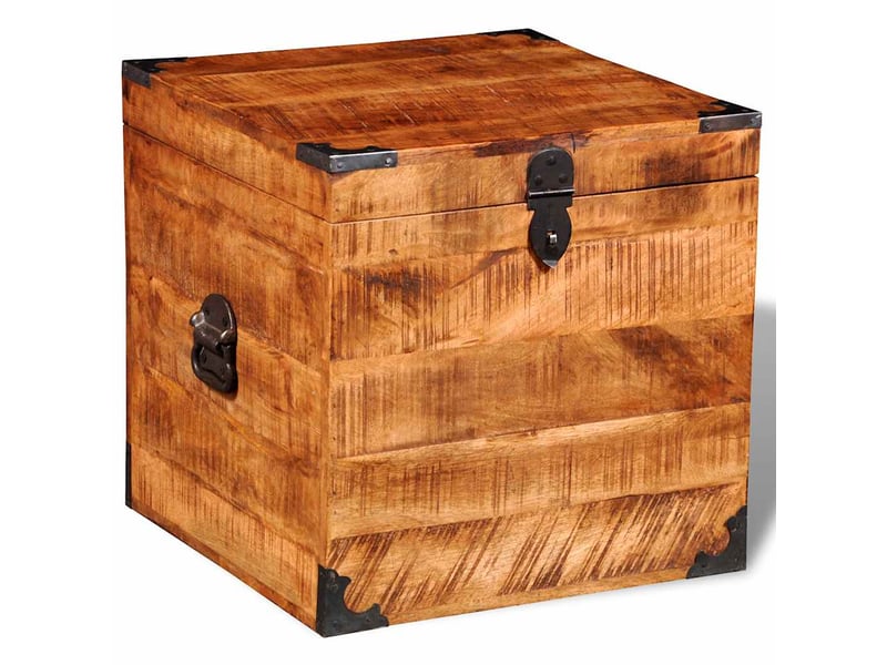  Coffre de rangement, boîte de rangement de rangement cubique bois de manguier brut  - Conforama C