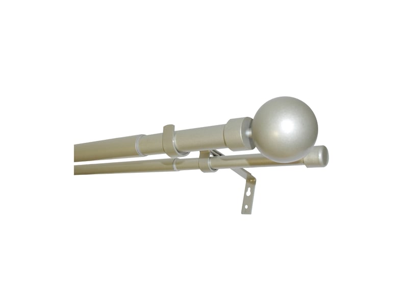 Kit double tringle à rideaux extensible embouts boule d28-19mm 200-370cm