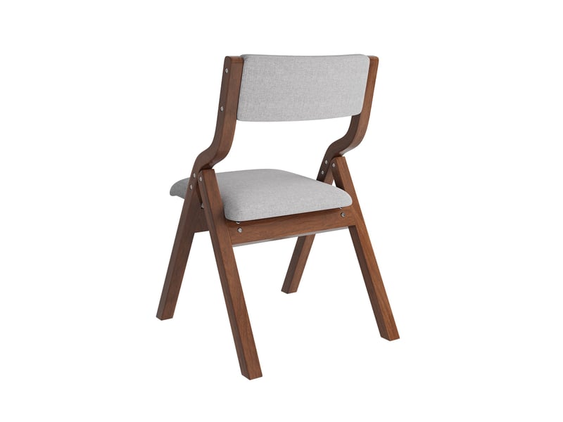  Lot de 2 chaises pliantes en bois massif, tissu lin gris, style moderne Jamama eleni - Conforama W