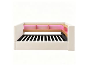 Lit coffre 90x190 cm <strong></strong>  <strong></strong> coloris beige