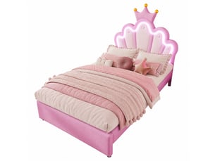Lit avec rangement 90x200 cm <strong></strong> <strong></strong> coloris rose