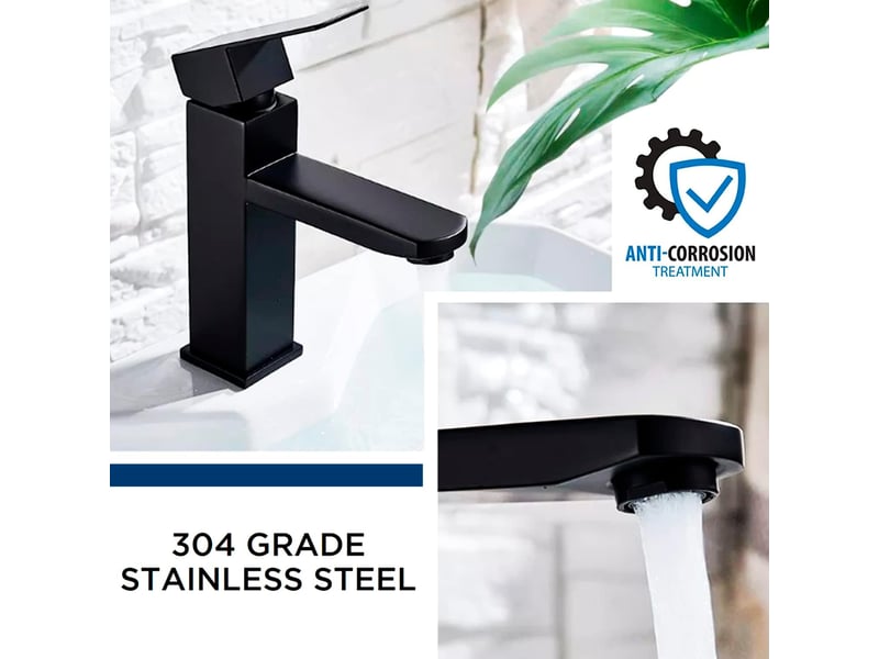  Robinet de salle de bain en acier inoxydable noir, avec alimentation en eau chaude et froide, et amovible HRC0000414TBY - Conforama C