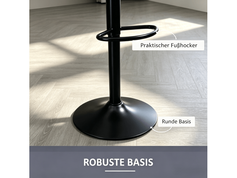 Tabouret de bar lot de 2 réglable en hauteur, pivotant avec dossier en polyester gris et noir - Conforama E