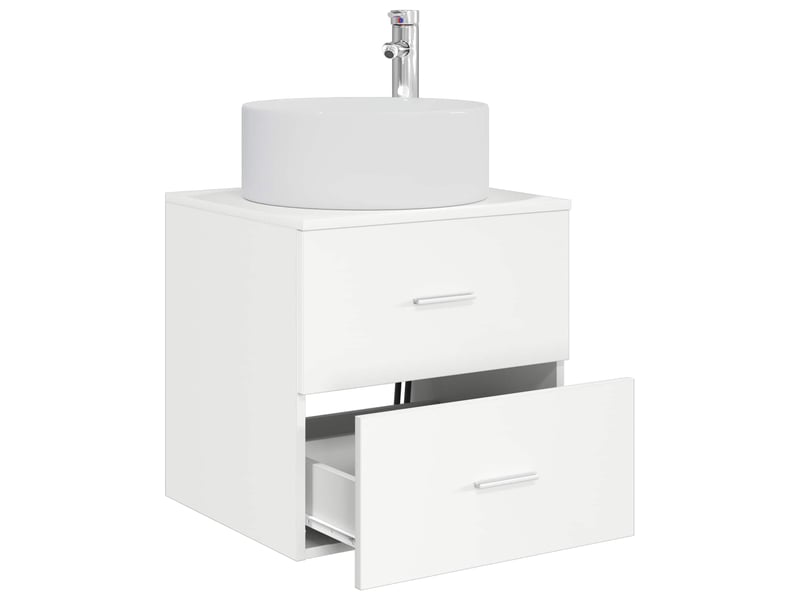  Vanité de lavabo mural, meuble de rangement blanc 49.5x44.5x65.5 cm  - Conforama C