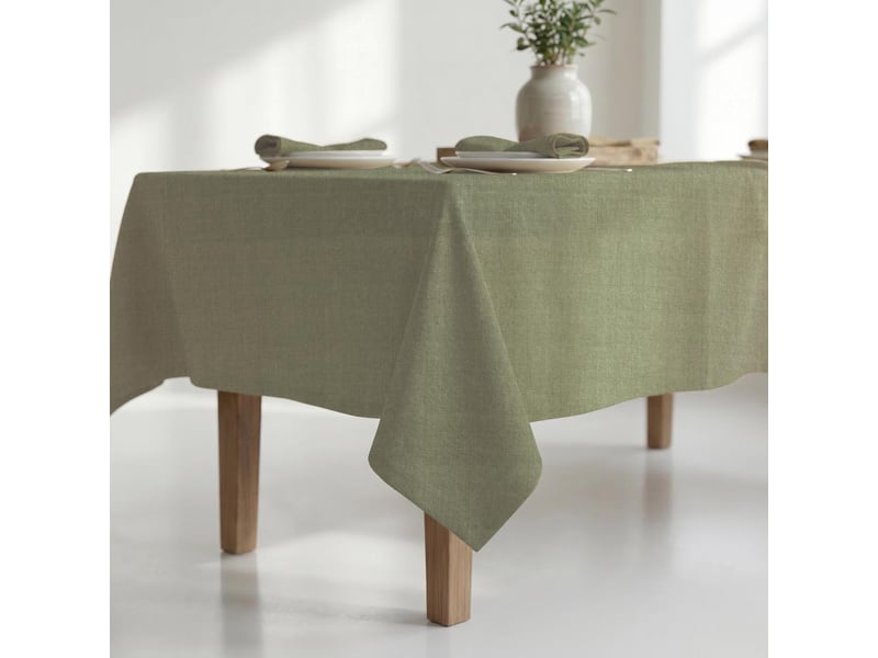  Nappe rectangle anti-tâches en coton 150x250 cm chambray vert, par soleil d'ocre  - Conforama B