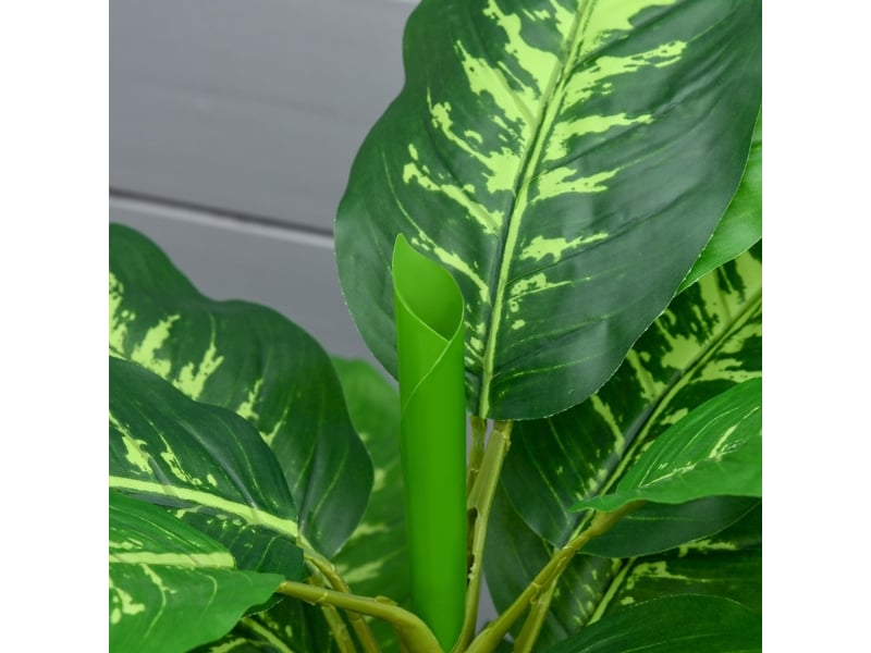 Plante artificielle dieffenbachia 95 cm en plastique vert avec pot en ciment noir, pour intérieur et extérieur - Conforama D