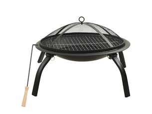 Foyer et barbecue avec tisonnier 2 en 1 56x56x49 cm acier