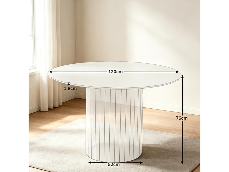 Table de salle à manger ronde 4 à 6 personnes avec pied cylindrique minimaliste en bois brun clair diamètre 120 cm - Conforama C