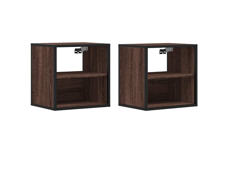  Lot de 2 tables de chevet - cabinet de chevet - table de nuit murales chêne marron 40x31x39,5 cm  - Conforama A