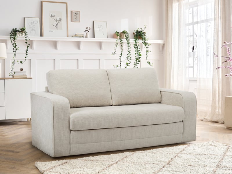  Bobochic canapé droit convertible déplimousse come tissu texturé beige COME - Conforama B