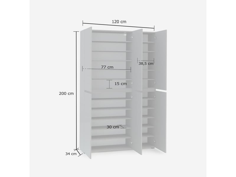 Meuble à chaussures xl 6 portes avec 10+10 étagères mister - beige - Conforama E