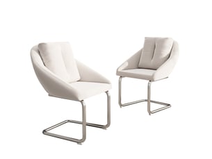 Lot de 2 chaises de salle à manger en velours beige avec coussin