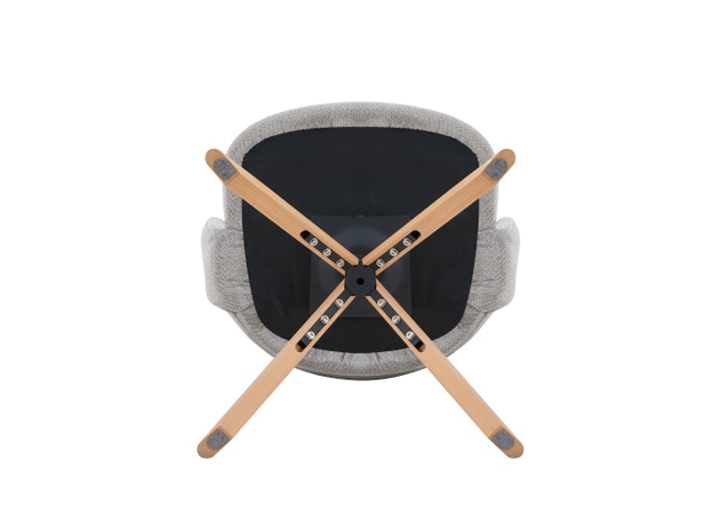 2 chaises pivotantes rétro-luxe, tissu gris, pieds bois massif, hauteur 81,5 cm, dossier incurvé, rotation 360° salon - Conforama E