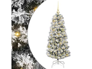 Sapin de noël, arbre de noël artificiel à branches articulées vert et blanc cf61121