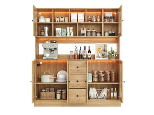 Buffet 6 porte(s) 3 tiroir(s) <strong></strong> <strong></strong> - 150 cm coloris naturel