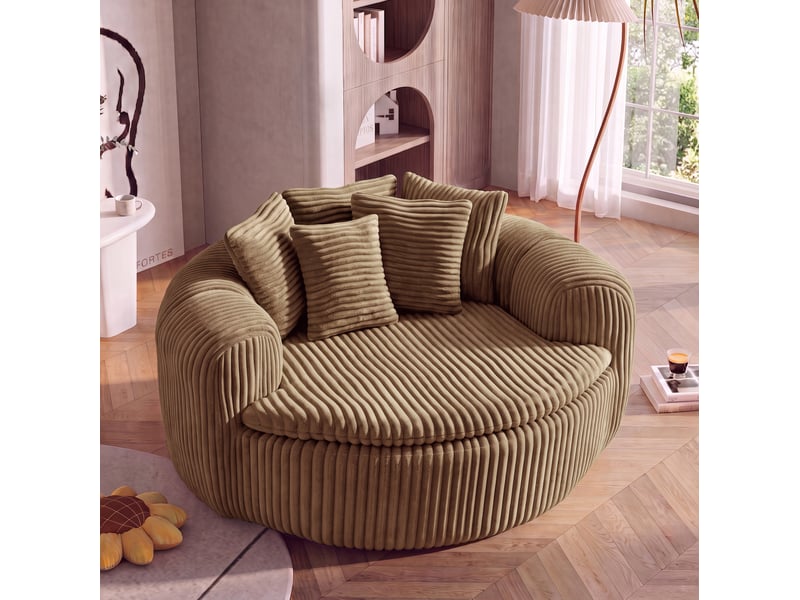  Fauteuil relax 145 x 133 x 59 cm – beige camel – assise profonde, 5 coussins et confort enveloppant  - Conforama B