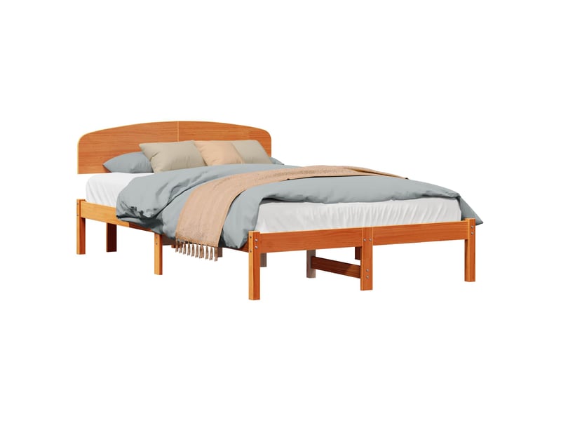  Lit double- lit adulte -  cadre de lit avec tête de lit brun  120 x 190 cm pin massif  - Conforama A