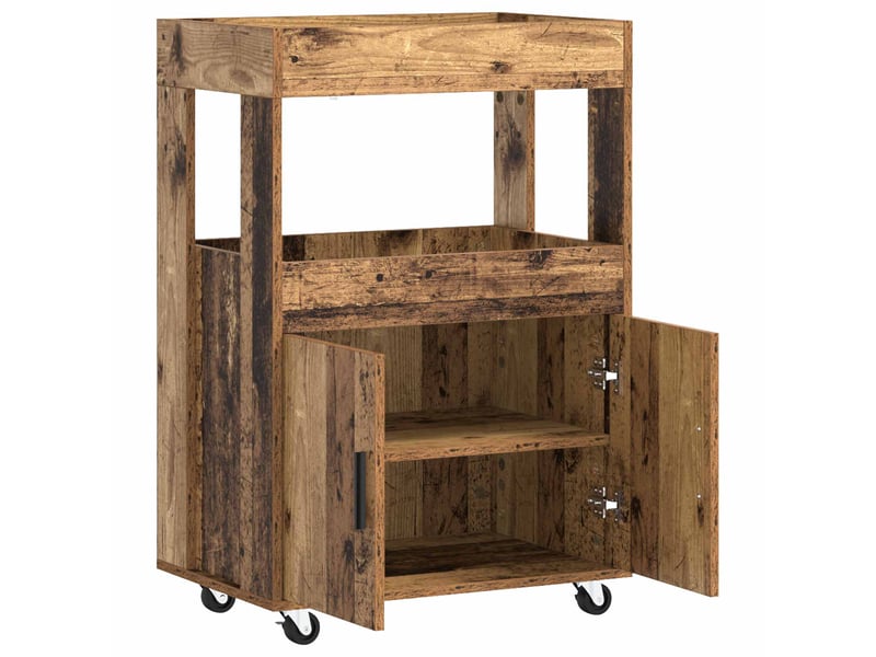  Chariot de service, chariot de bar bois ancien 60x39.5x89 cm bois d'ingénierie  - Conforama C
