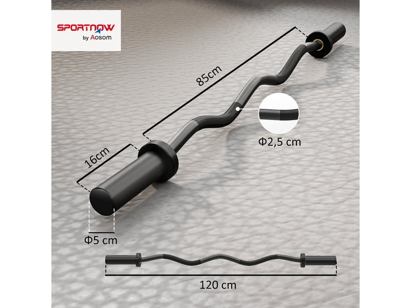  Barre d'haltérophilie olympique, manchons de 5 cm, acier, capacité de charge de 100 kg, noire  - Conforama E
