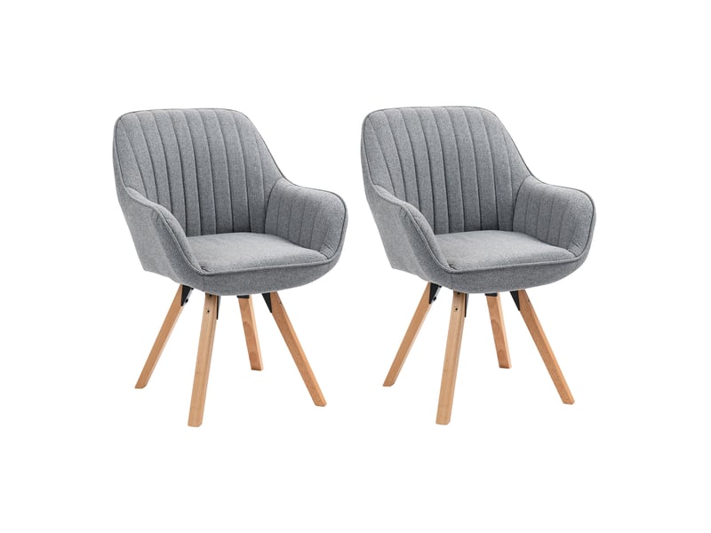 2 Chaises De Salle à Manger En Velours Gris - Avec Accoudoirs, Dossier Rétro, Siège Réglable En Hauteur