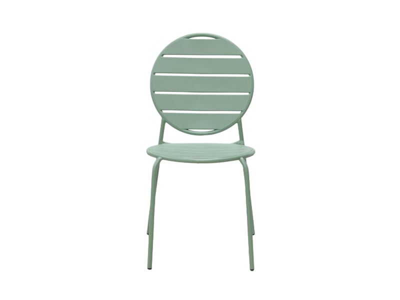 Lot de 2 chaises de jardin dossier rond en métal vert - baca - Conforama D