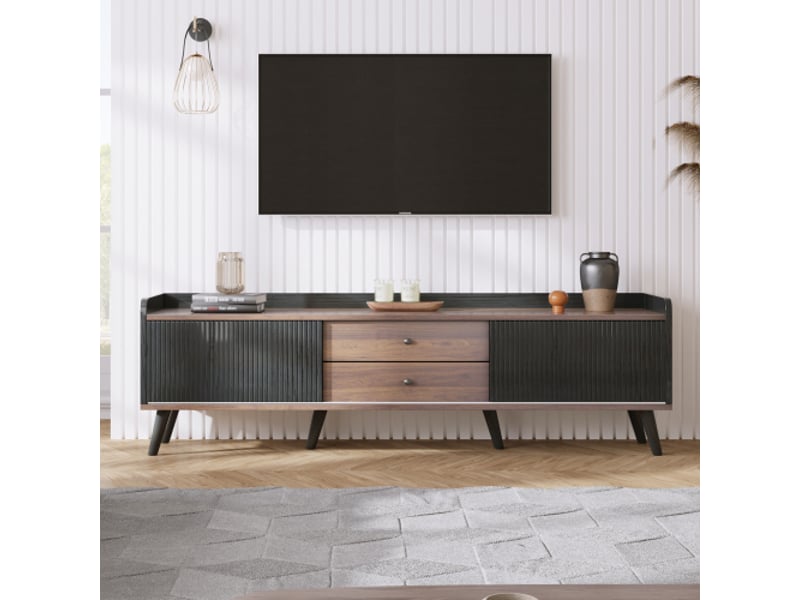  Meuble tv noir 160 cm panneau de particules meuble tv noir - Conforama B