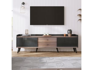 Meuble tv coloris noir 160 cm <strong>MERAX</strong>  <strong>meuble tv noir</strong>