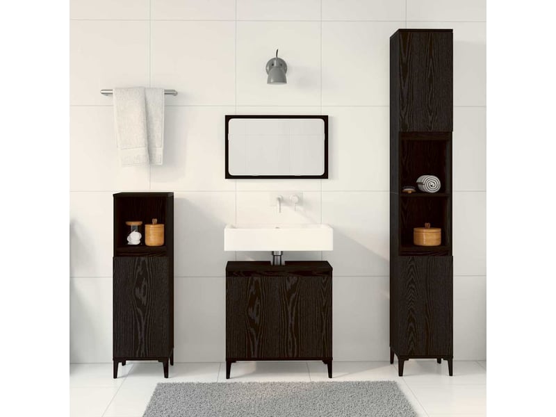  Ensemble de mobilier de salle de bain 3 pc chêne noir cf64320  - Conforama D