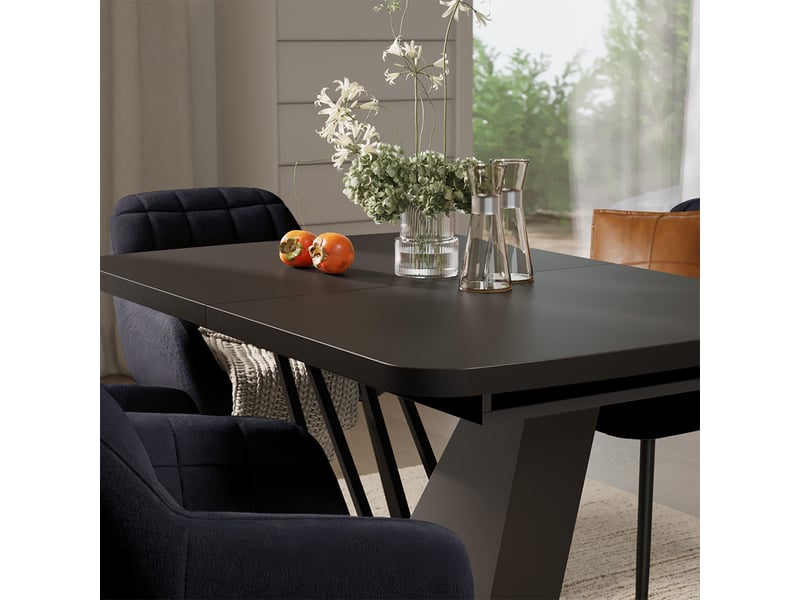 Vicco ensemble de table à manger, noir, 120x80cm avec 4 chaises de salle à manger - Conforama D