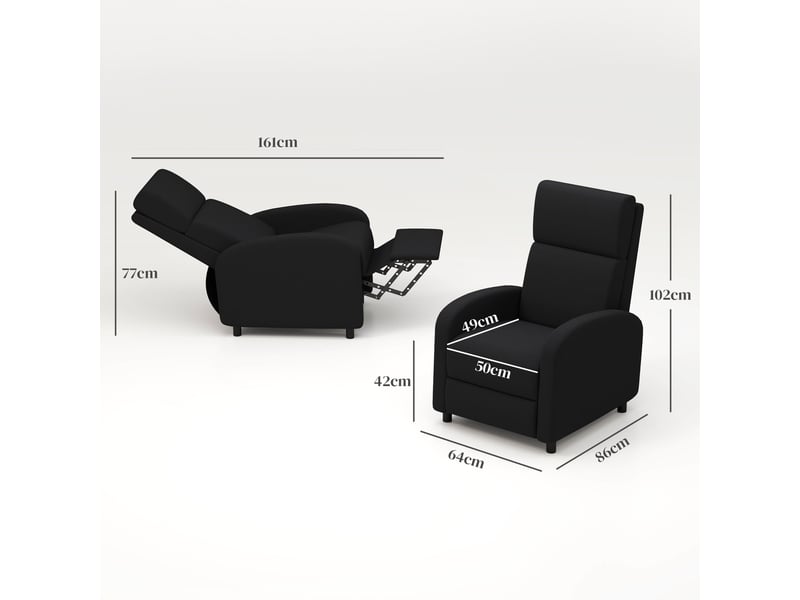 Fauteuil de relaxation inclinable réglable repose-pied tissu noir - Conforama C