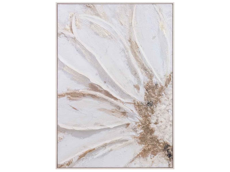  Tableau peint à la main avec cadre en bois blanc 103x4x143h cm  - Conforama B