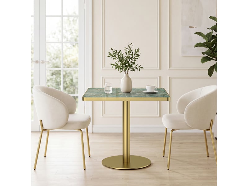  Table à manger ronde diamètre 70 cm en pierre frittée avec pieds dorés  - Conforama B