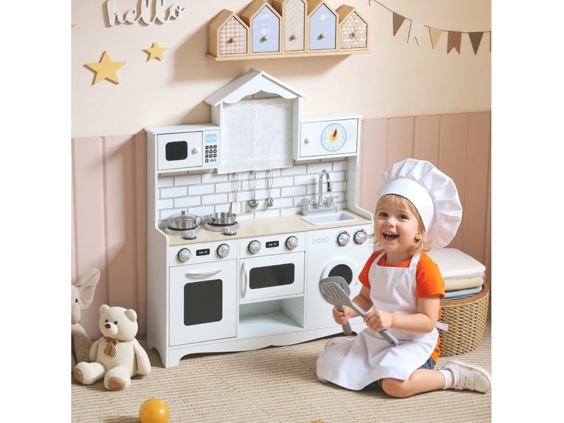  Cuisine enfant 79,5x24x94 cm avec fonction sonore bois blanc  - Conforama B