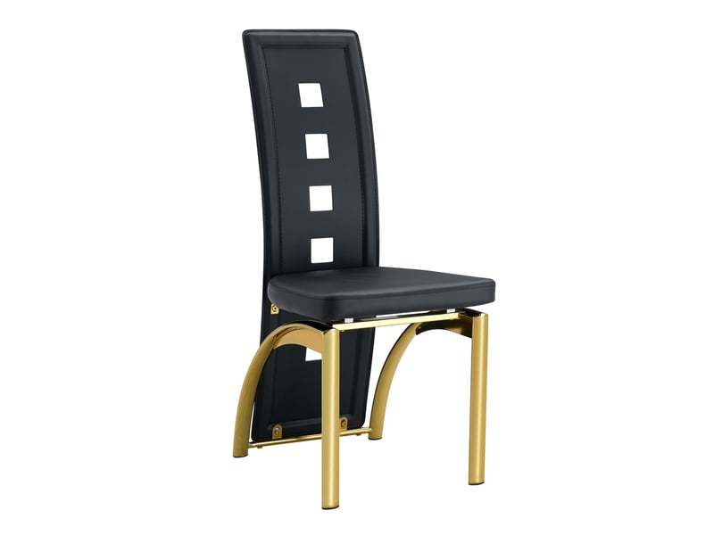  Lot de 4 chaises de salle à manger noires et dorées en pu et métal, 102,5 cm  - Conforama A