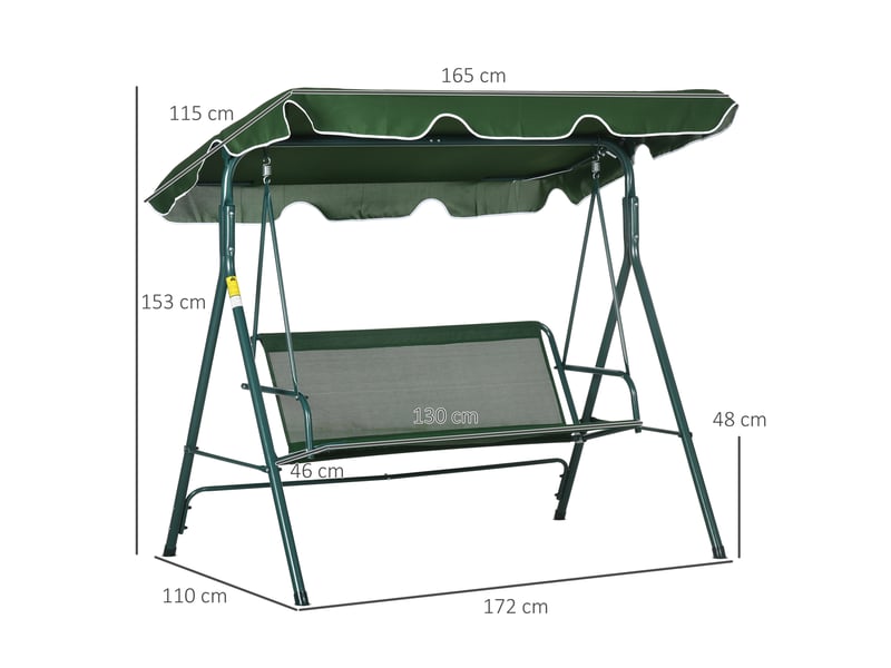  Balancelle de jardin 3 places, toit réclinable, structure acier anti-corrosion, coussin 5 cm, 240 kg, 172 x 110 x 153 cm  - Conforama C