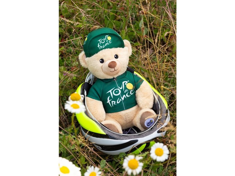  Peluche ours tour de france 24 cm maillot vert sprinteur et casquette 71901 - Conforama C