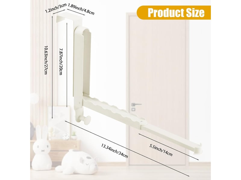  Lot de 2 porte-manteau pliable pour porte, crochet de sans percage, extensible et antidérapant, économie d'espace pour salle de bain, chambre, beige  - Conforama B