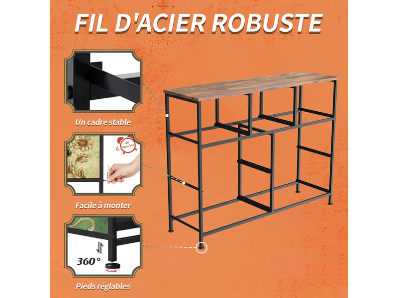  Commode 7 tiroirs aux motifs rétro - 100 x 30 x 78 cm-multicolore - meuble de rangement avec structure en acier et tiroirs en tissu  - Conforama E