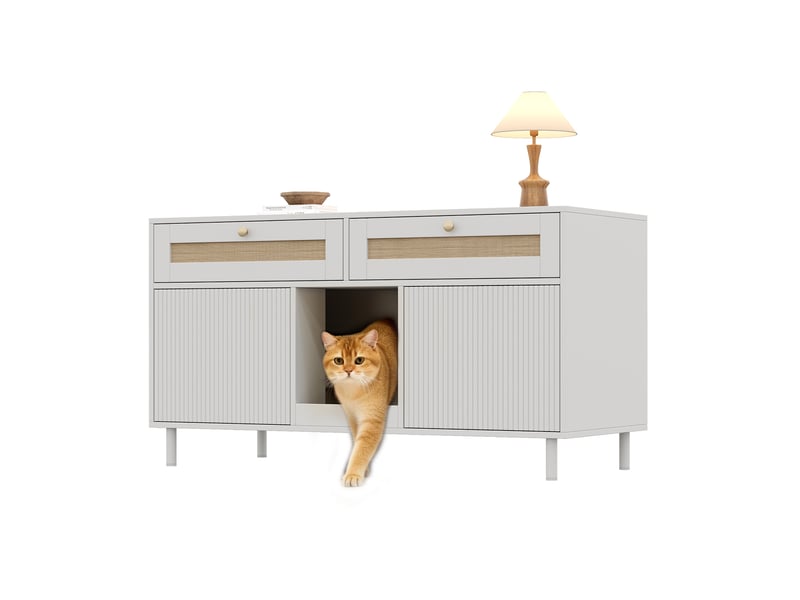  Meuble cache-litière avec rangement, maison de toilette discrète, blanc, 120 x 50 x 65 cm, mdf Fay Lum - Conforama A